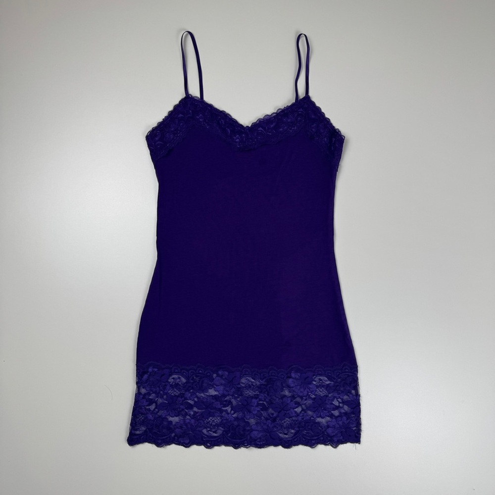 Vintage Y2k New Mix Purple Floral Lace Trim Cami Tank Top Size Medium Fairy Femm